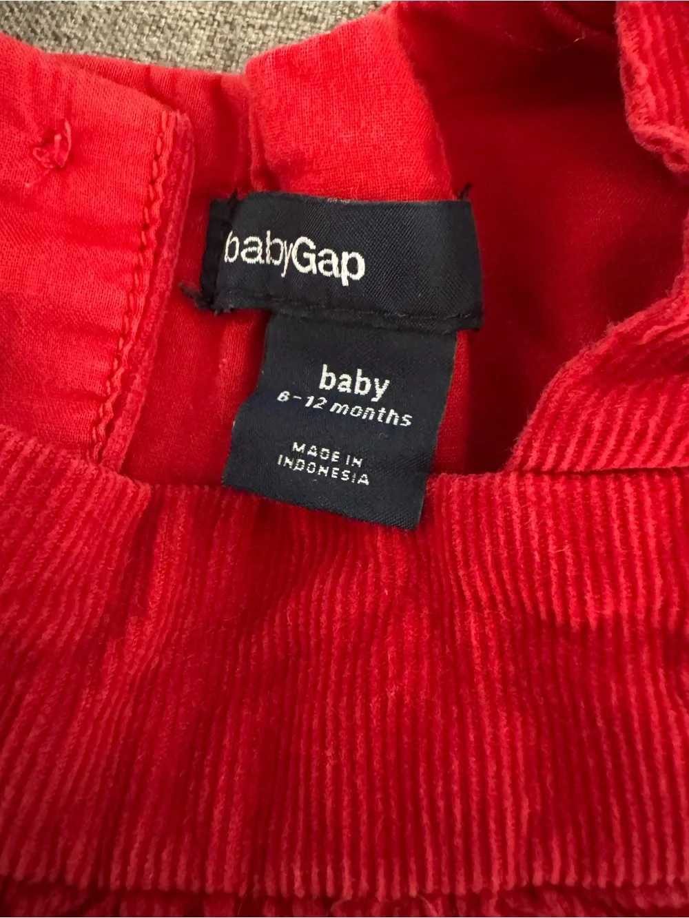 Baby GAP Bright Red Corduroy Ruffle-Trim Dress for baby girl